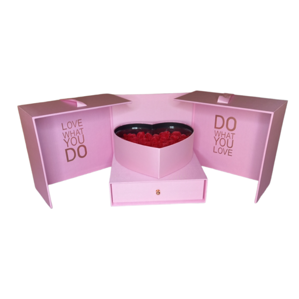 Cutie cadou carton cu trandafiri din sapun, alba - 55 - Cadou