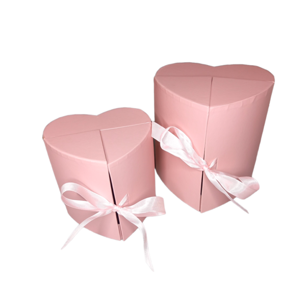 Set cutie cadou carton inima, 2 bucati, roz - 56 - Cadou