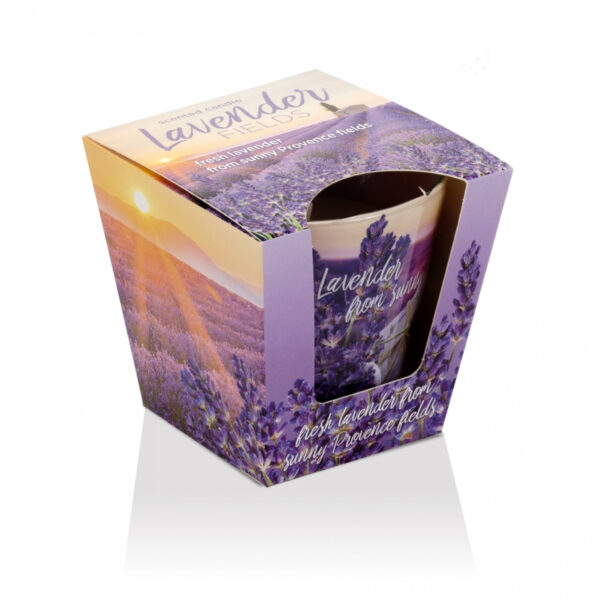 Lumanare parfumata in pahar de sticla, Bartek Candles - Lavender Fields - Cadou