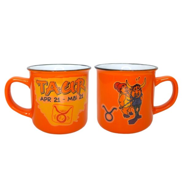 Cana personalizata, zodiac portocaliu Taur - X12 - Cadou