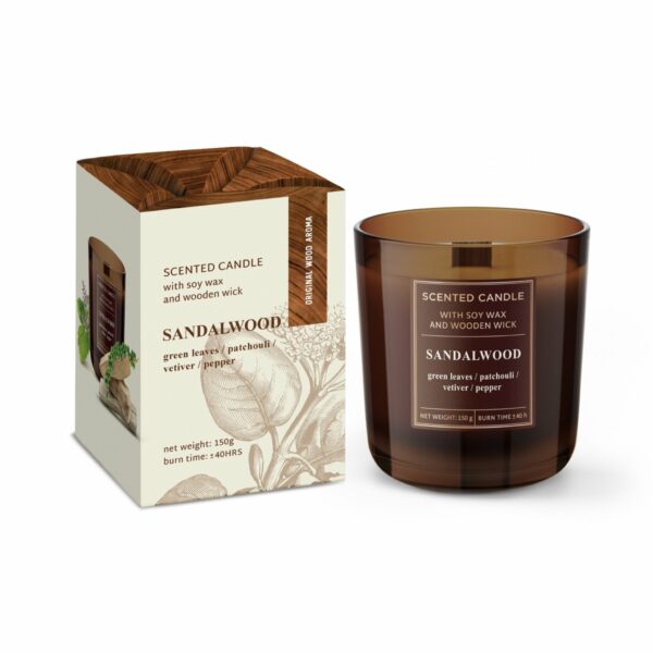Lumanare parfumata in pahar de sticla, Bartek Candles, Wood Sandalwood - LUM 150 - Cadou
