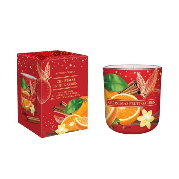 Lumanare parfumata in pahar de sticla, Bartek Candles, Craciun, Christmas Fruit Garden - LUM 150 - Cadou