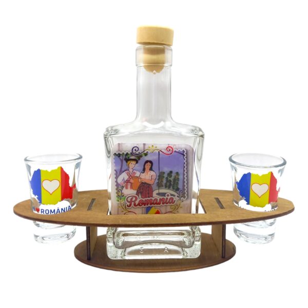 Suport pahare si sticla suvenir, Romania 4 - 18 - Cadou