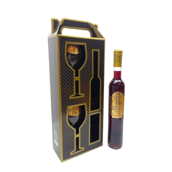 Set vin personalizat cu 2 pahare, cutie carton, Pentru cel mai bun nas, La multi ani - Cadou